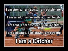 a baseball player swinging a bat at a ball with the caption i am a catcher