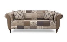 an image of a couch that is in the middle of a white background with black and brown accents