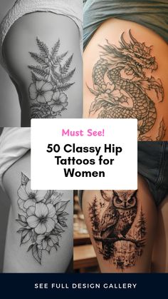 Explore 50 classy hip tattoos for women. This pin showcases elegant designs that incorporate personal stories and inspiration. Perfect for those seeking stylish tattoo ideas, it highlights the beauty and uniqueness of hip tattoos. Hip Tattoo Designs, Tattoo Designs For Women, Body Art, Floral Pattern, Tattoo Designs