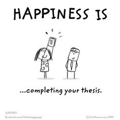 two people standing next to each other with the words happiness is completing your thesis