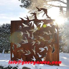 Stainless steel pigeon garden corten steel screen Stainless Steel Gate, Sculpture Fountain, Outdoor Metal Art, Steel Screen, Gate Designs, Steel Gate Design, Custom Metal Art, Garden Screening, Steel Gate