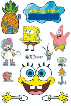 topper spongebob png, printable topper, spongebob topper , printable spongebob topper Spongebob Birthday Cake Toppers, Spongebob Happy, Printable Topper, Diy Cake Topper Birthday, Barbie Birthday Cake