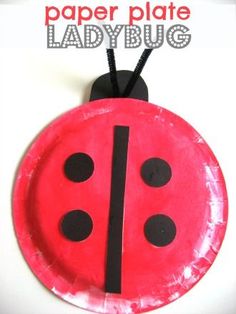 a paper plate ladybug with black dots on it