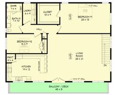 the floor plan for a two story house with an attached garage and living room area