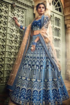 Product Features: Color: Blue Fabric: Velvet Work: Pure Gota, Thread, Zari, Embroidered Choli Size: Unstitched with 0.80 Meter Lehenga Size: Semi-Stitched with Length 47 Inch Lehenga Flare: 3.50 Meter Style: A Line Design Sleeve Type: Half Sleeve Neck Type: Round Neck Fabric Care: Dry Clean Only Product Weight: 1500 Gr Blue Bridal Lehenga, Velvet Lehenga Choli, Velvet Lehenga, Lehenga Choli Designs, Bridal Studio