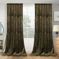 a living room scene with focus on the curtains