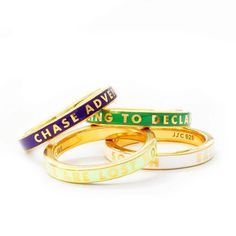 Mint Enamel Gold Not All Those That Wander Are Lost Ring (SHIPS JUNE) - JET SET CANDY  (1720209375290) East West Ring, North South East West, Top Selling Jewelry, Holiday Contest, Win 100, 100 Gift, 2 Friends, Set Style, North South