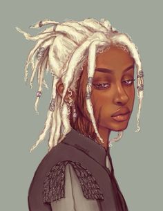 a drawing of a woman with dreadlocks on her head