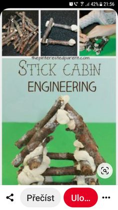 a book with pictures of sticks and other things on the cover, including an image of a house made out of sticks