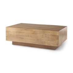 a wooden box sitting on top of a white surface