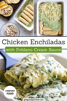 chicken enchiladas with poblano cream sauce are an easy and delicious appetizer