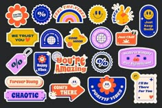 Retro Label Quotes Illustration Set Retro Vintage Stickers, Label Quotes, Retro Badge Design, Retro Patch Design, 70s Stickers Vintage, Advertisement Illustration, Quotes Illustration, Retro Label