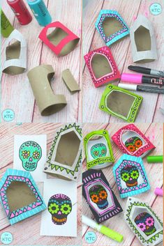 DIY nicho shadow boxes made from toilet paper rolls Simple Toilet, Crafts Corner, Shrines Art, Den Mrtvých, Fall Art Projects, Mexican Crafts, Toilet Paper Rolls