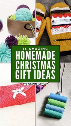 homemade christmas gift ideas for kids to make with yarn and crocheted mitts