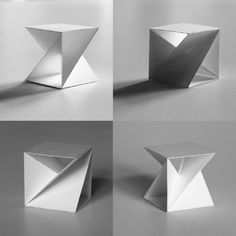 four different angles of an origami box