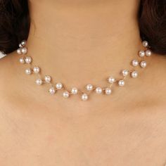 Choker Pearl Necklace, قلادات متدلية, Choker Pearl, Floating Diamond Necklace, Choker Pendant, Pearl Jewelry Necklace, Pearl Choker Necklace