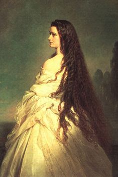 a painting of a woman with long hair