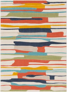 an abstract rug with multicolored lines on it