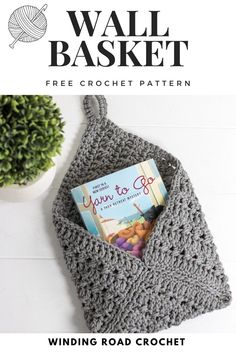 a crocheted bag with a book in it and the text, free crochet pattern