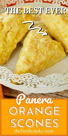 orange scones on a plate with text overlay