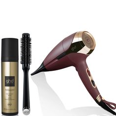 ghd Ceramic Radial Brush (.98 inches), ghd Helios Professional Hair Dryer – Plum, and ghd Heat Protect Spray (4 fl. oz) Ghd Helios, Professional Hair Dryer, Pca Skin, Skin Medica, Starter Pack, Professional Hair, Luxury Skincare, Health Advice, Beauty Sets