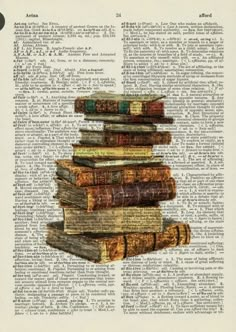 a stack of books sitting on top of each other in front of an open book page