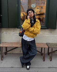 Yellow Sweatshirt Outfit, Flog Gnaw Outfits, Camp Flog Gnaw Outfits, Retro Adidas Jacket, Undershirt Outfit, 2024 Clothes, Camp Flog Gnaw, Chill Outfit, Streetwear Inspo