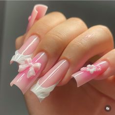 Airbrush Nails, Beige Nails, Colored Acrylic Nails, Girly Acrylic Nails, Ombre Nail Designs, Soft Nails, Long Square Acrylic Nails, Glam Nails