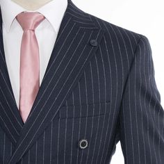 Smooth pinstripes and a handsome double-breasted design embody a cool, professional look in this luxuriously comfortable 2-piece suit featuring an expertly cut tailored-fit and accented by peak lapels for confident flair. A versatile option that's great for maintaining a sleek, refined appearance at the office or with semi-casual outfits. Men's 2-Piece Suit Polyester And Viscose Fabric Tailored-Fit Peak Lapel Double-Breasted, 6-Button Jacket 4 Button Cuffs Flat Front Pants Included Dry Clean Onl Professional Outfits Men, Business Professional Outfits Men, Semi Casual Outfit, Business Professional Outfits, 2 Piece Dress, Semi Casual, Flat Front Pants, Business Wear, Peak Lapel