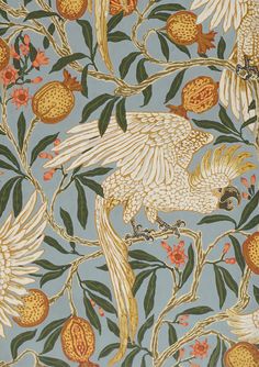 an image of a wallpaper with birds and flowers