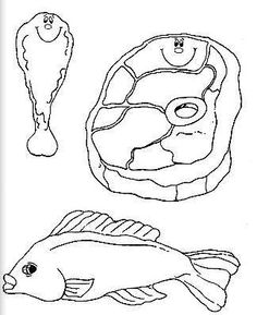 an image of fish and other things to draw in the style of children's drawings