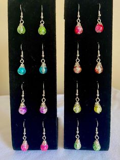 A variety of colorful crackle beaded earrings! These are dainty, lightweight, and made with nickel free sterling silver earrings. Choose your favorite color to wear everyday or use these to dress up a special occasion outfit! Crackle Quartz, Occasion Outfit, Earrings Teardrop, Special Occasion Outfits, Quartz Earrings, Beading Supplies, Teardrop Earrings, Beaded Earrings, Favorite Color