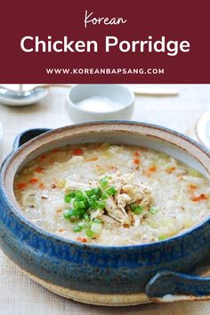 Dakjuk (Korean Chicken Porridge). Chicken Porridge, Portobello Mushroom Recipes, Korean Chicken, Sheet Pan Dinners Recipes, One Pot Dinner, Quick Chicken, Korean Dishes, Potluck Recipes, Quick Dinner Recipes