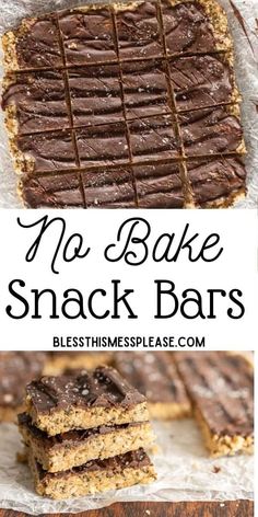 no bake snack bars are stacked on top of each other