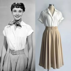 Audrey Hepburn Fashion, Audrey Hepburn Outfit, Audrey Hepburn Roman Holiday, Holiday Skirt, Circular Skirt, Fashion 50s, Vintage Fashion 1950s, Vintage Suit, Audrey Hepburn Style