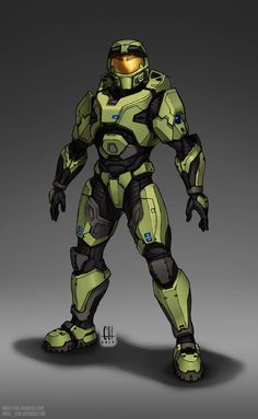 a green robot standing in front of a gray background