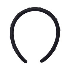 a close up of a black headband on a white background