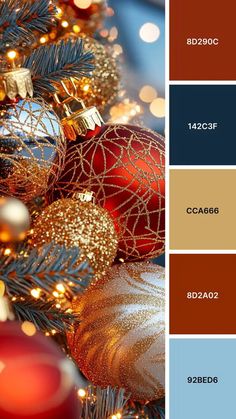 Explore Christmas Color Palettes for 2024 Trends Christmas Color Palette 2024, Color Palette 2024, Christmas Color Schemes, Pretty Christmas Decorations, Web Colors, Christmas Themes Decorations, Christmas Color, Traditional Christmas Tree