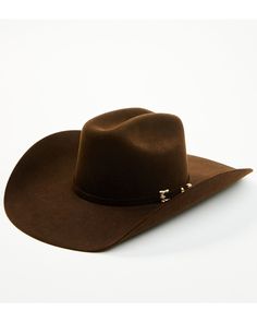 Cattleman crease. Beaver fur construction. 20X. Leather sweatband. Made in the USA. Curved bill. Chocolate brown. Brown Cowboy Hat, Felt Cowboy Hat, Felt Cowboy Hats, Western Hat, Western Hats, Fur Hat, Rust Color, Cowboy Hat, Boots For Sale