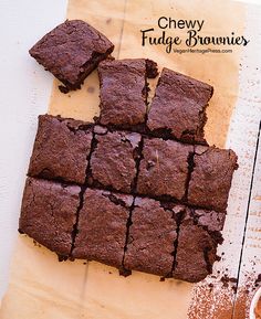 chocolate brownies cut into squares on a cutting board