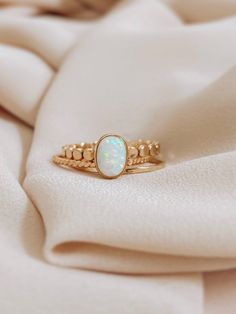 Opal Dot Ring White Opal Rings, Opal Pearl Ring, Oval Opal Ring, Opal Gold Ring, Opal Meaning, Opal Statement Ring, Gold Opal Ring, Dope Jewelry Accessories, Gemstone Stacking Ring