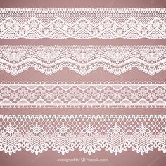 four white lace borders on a pink background