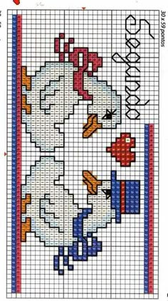 a cross stitch pattern with an image of a chicken on it's back side