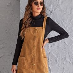 * Brand New! * Never Worn * Shipped Without Tags * Color Brown * Size S Cord Pinafore Dress, Outfits Bonitos, Autumn 23, Corduroy Jumper, Corduroy Overall Dress, Fall Trends Outfits, Moda Outfit, Preppy Dresses, Model Outfits