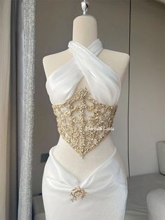 Baroque Waistband Gold Resin Mermaid Corset Bra Top Cosplay - Etsy White Dress With Corset, Prom 2k24, Royalty Dr, Look Gatsby, Itgirl Aesthetic, Angel Core, Top Cosplay, Instagram Dress, Indian Photoshoot