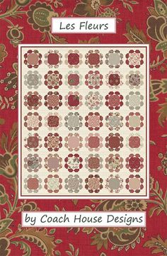 the cover of les fleurrs by coach house designs, featuring red and gold flowers