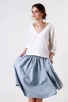 Linen Skirt MARGO, Midi Skirt, Ruffle Skirt, Bluish Grey Linen Skirt, Ruffle Linen Skirt With Pockets, Linen Midi Skirt - Etsy Belgium Linen Skirt And Top Set, Linen Skirt Midi, Linen Midi Skirt, Blusas Top, Ruffle Linen, Skirt Ruffle, Dim Gray, Womens Tops Dressy, Linen Summer