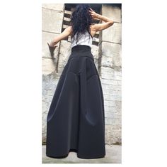 "Unique women black skirt 🤩 Extravagant designs and high quality fabrics. The item from the pictures is size S For more information feel free to ask questions. Material &Care Neoprene Hand wash at low temperatures Do not machine dry Do not iron Do not dry clean Sizing We make size from xs to 5xl as well as customized measures.So don't hesitate to contact us and make one for you. 🛫🎁Shipping🎁 🛬 STANDARD SHIPPING Europe : 6-8 business days USA&Canada : 8-10 business days Everywhere els Gothic Black Asymmetrical Skirt, Black High Waist Maxi Skirt, Gothic High Waist Skirt For Party, Gothic Flowy Skirt, Gothic Black Flared Skirt, Gothic Stretch Bottoms For Evening, Gothic High Waist Black Skirt, Gothic Black Lined Skirt, Black High Waist Maxi Skirt For Evening