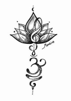 a drawing of a lotus flower with the word om shan on it