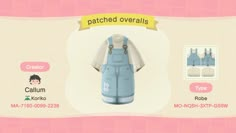 an animal crossing character is depicted in this screenshot from the game, patched overalls